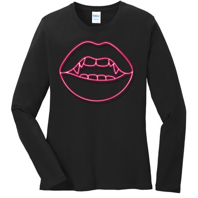 Neon Vampire Mouth Ladies Long Sleeve Shirt