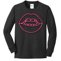 Neon Vampire Mouth Kids Long Sleeve Shirt