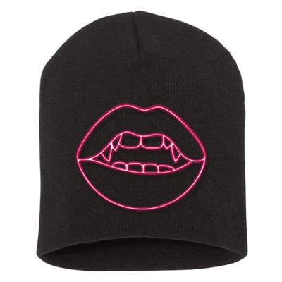 Neon Vampire Mouth Short Acrylic Beanie