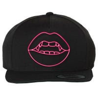 Neon Vampire Mouth Wool Snapback Cap