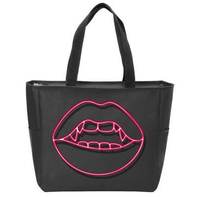 Neon Vampire Mouth Zip Tote Bag