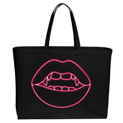 Neon Vampire Mouth Cotton Canvas Jumbo Tote