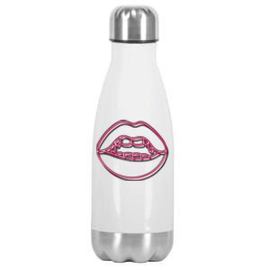 Neon Vampire Mouth Stainless Steel Insulated Water Bottle