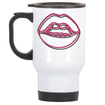 Neon Vampire Mouth Stainless Steel Travel Mug