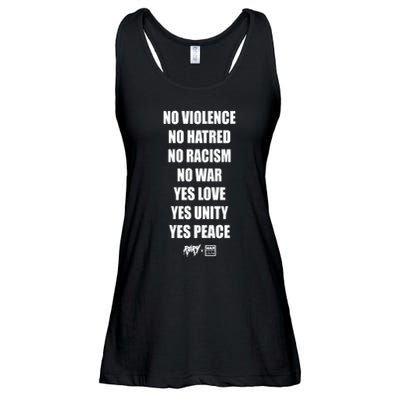 No Violence No Hatred No Racism No War Yes Love Yes Unity Yes Peace Ladies Essential Flowy Tank