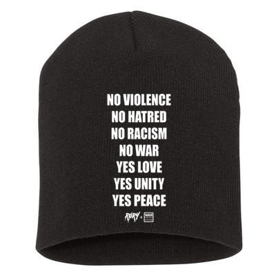 No Violence No Hatred No Racism No War Yes Love Yes Unity Yes Peace Short Acrylic Beanie