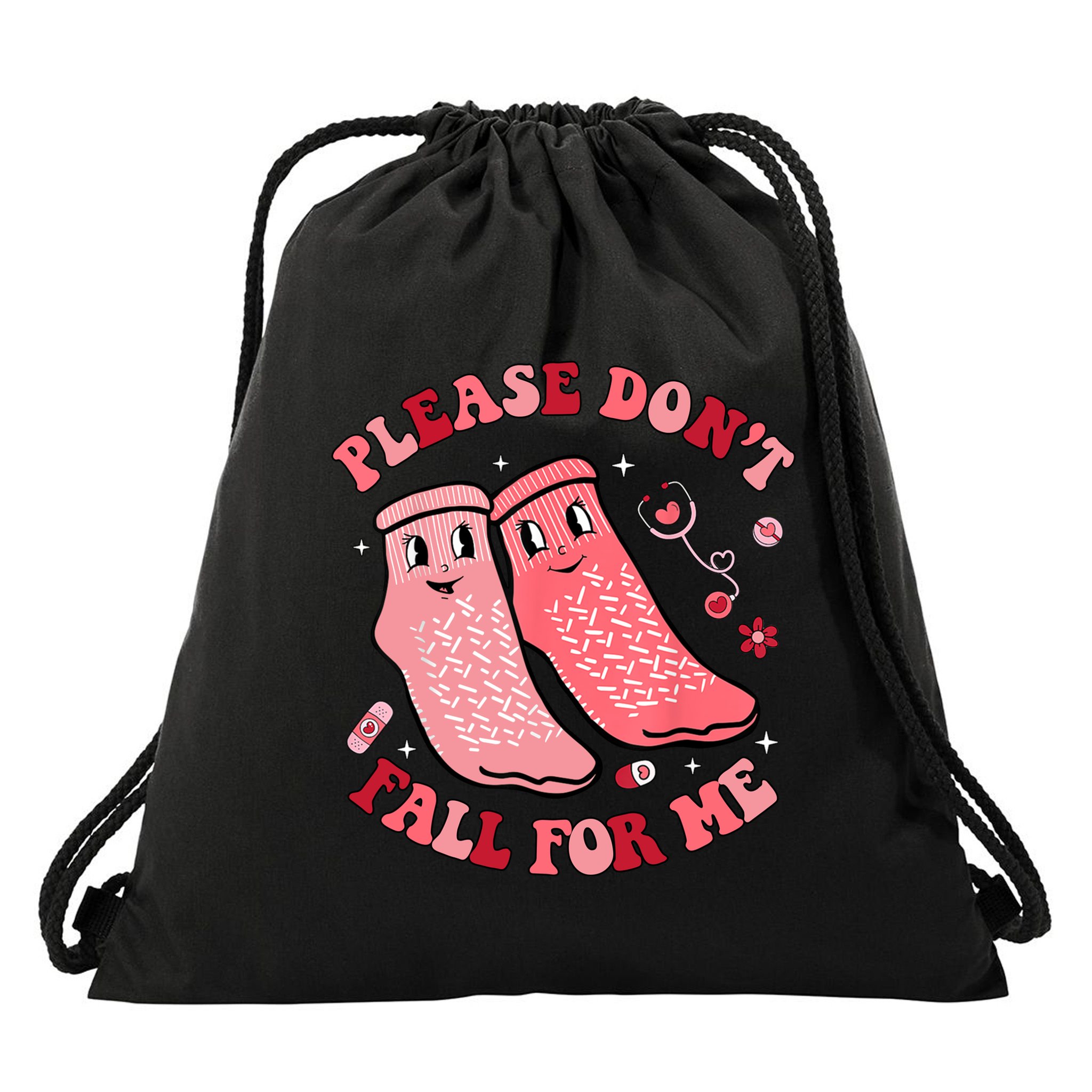 Nurse Valentine Non Slip Socks Please Dont Fall For Me Drawstring Bag