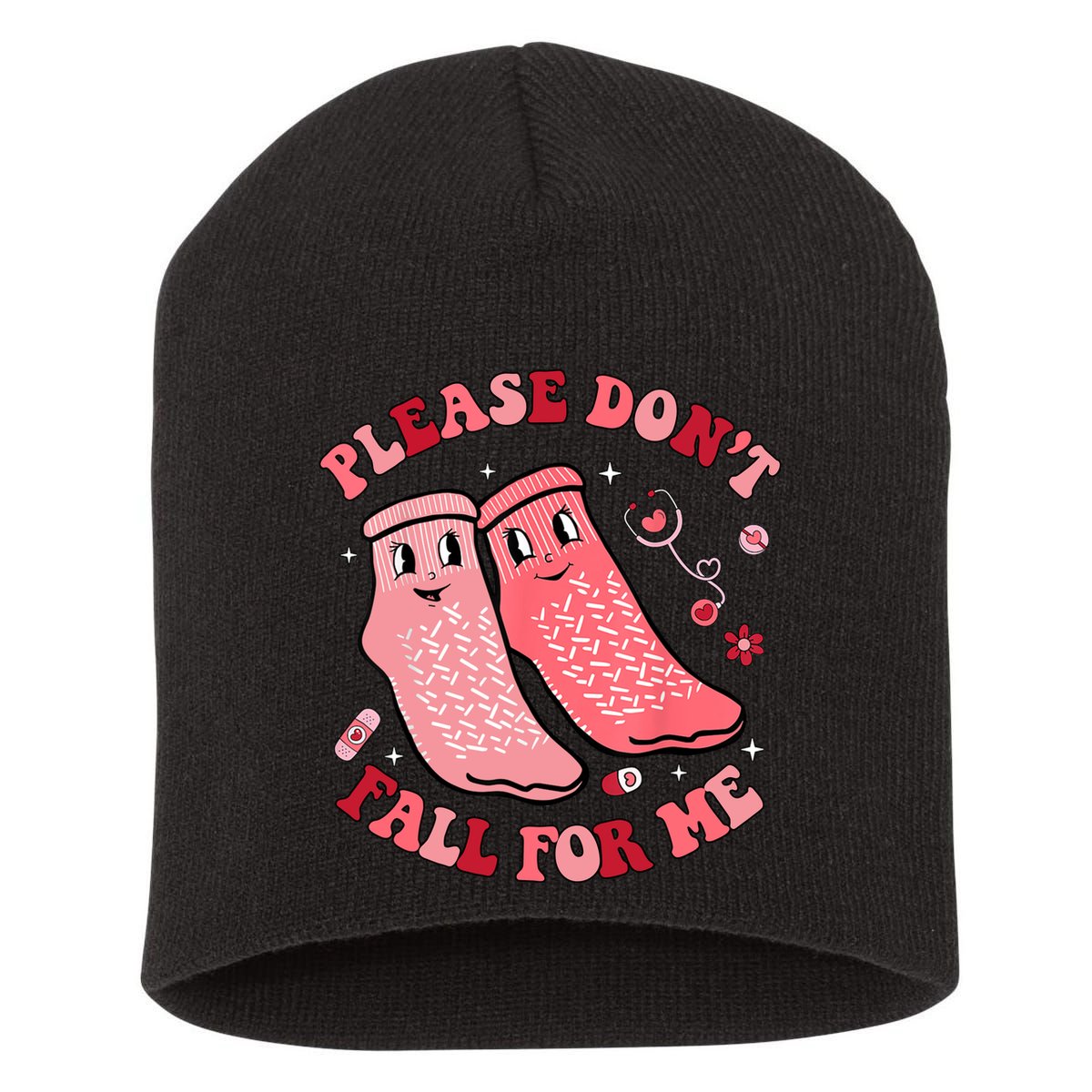 Nurse Valentine Non Slip Socks Please Dont Fall For Me Short Acrylic Beanie