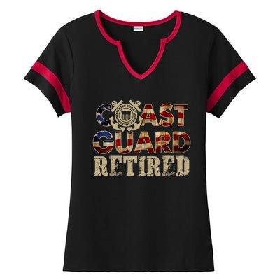 Na Vy Retirement Military Gift Retired Coast Guard Veteran Vintage Veterans Day Ladies Halftime Notch Neck Tee