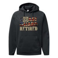 Na Vy Retirement Military Gift Retired Coast Guard Veteran Vintage Veterans Day Performance Fleece Hoodie