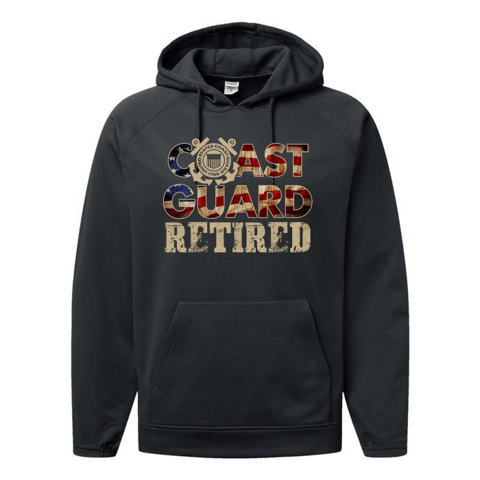 Na Vy Retirement Military Gift Retired Coast Guard Veteran Vintage Veterans Day Performance Fleece Hoodie