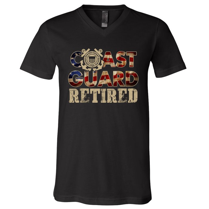 Na Vy Retirement Military Gift Retired Coast Guard Veteran Vintage Veterans Day V-Neck T-Shirt