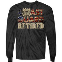 Na Vy Retirement Military Gift Retired Coast Guard Veteran Vintage Veterans Day Tie-Dye Long Sleeve Shirt