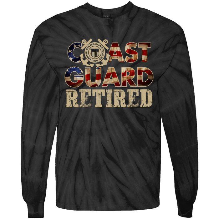 Na Vy Retirement Military Gift Retired Coast Guard Veteran Vintage Veterans Day Tie-Dye Long Sleeve Shirt