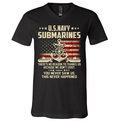 Na Vy Submarines Theres No Reason To Thank Us We Dont Exis V-Neck T-Shirt