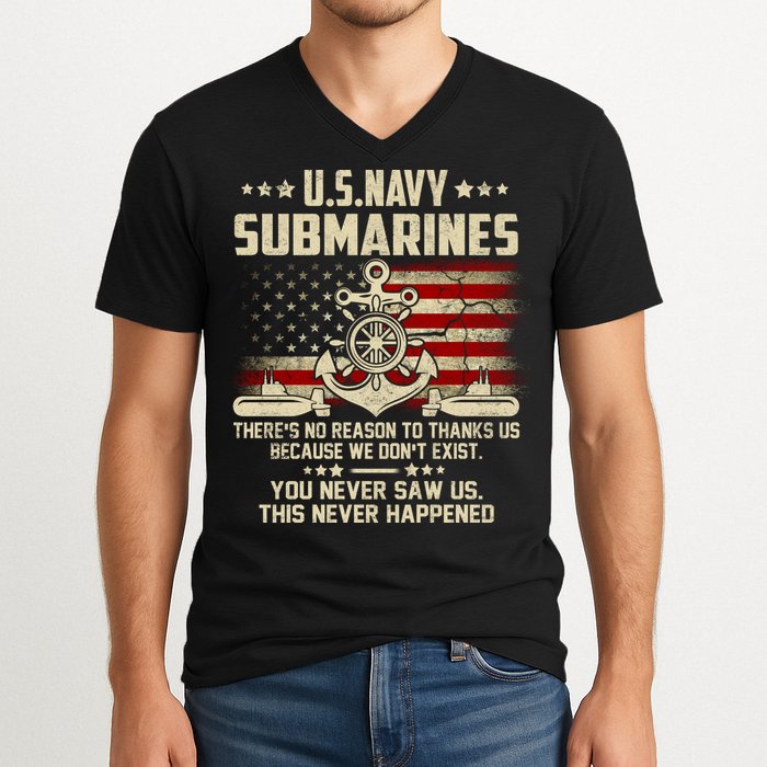 Na Vy Submarines Theres No Reason To Thank Us We Dont Exis V-Neck T-Shirt