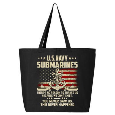 Na Vy Submarines Theres No Reason To Thank Us We Dont Exis 25L Jumbo Tote