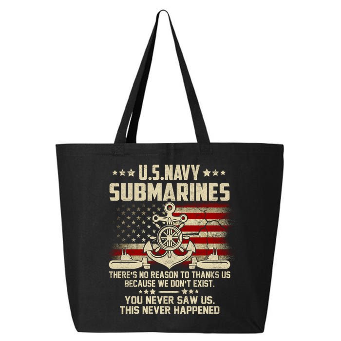 Na Vy Submarines Theres No Reason To Thank Us We Dont Exis 25L Jumbo Tote
