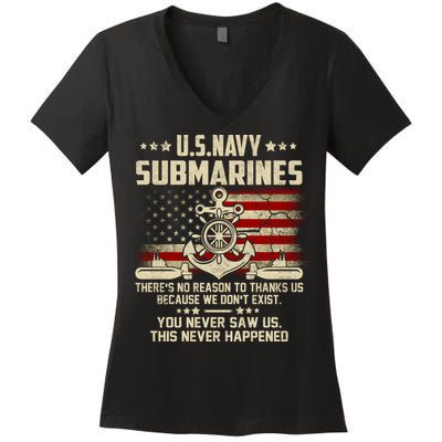 Na Vy Submarines Theres No Reason To Thank Us We Dont Exis Women's V-Neck T-Shirt