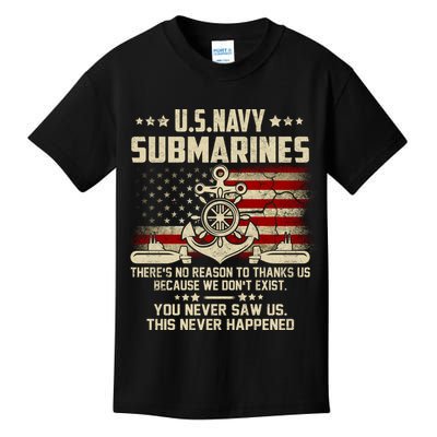 Na Vy Submarines Theres No Reason To Thank Us We Dont Exis Kids T-Shirt