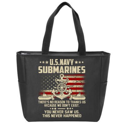 Na Vy Submarines Theres No Reason To Thank Us We Dont Exis Zip Tote Bag
