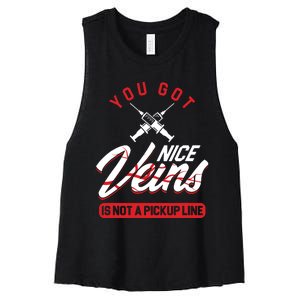 Nice Veins Syringe Phlebotomist Phlebotomy Doctor Joke Gift Women's Racerback Cropped Tank