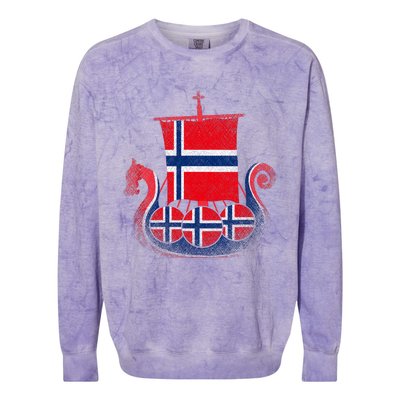 Norwegian Viking Ship Norway Colorblast Crewneck Sweatshirt