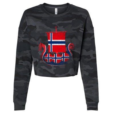 Norwegian Viking Ship Norway Cropped Pullover Crew