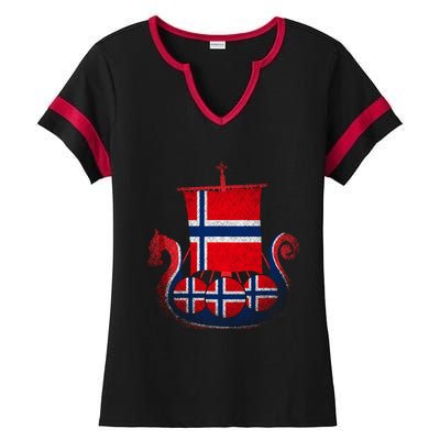 Norwegian Viking Ship Norway Ladies Halftime Notch Neck Tee