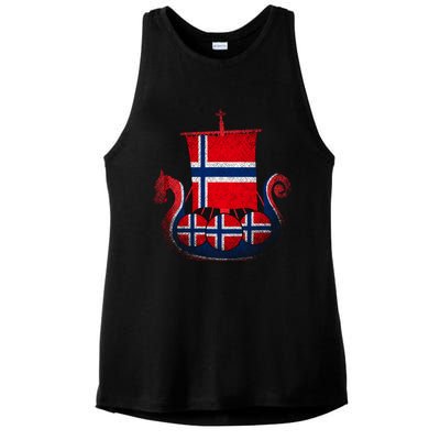 Norwegian Viking Ship Norway Ladies PosiCharge Tri-Blend Wicking Tank