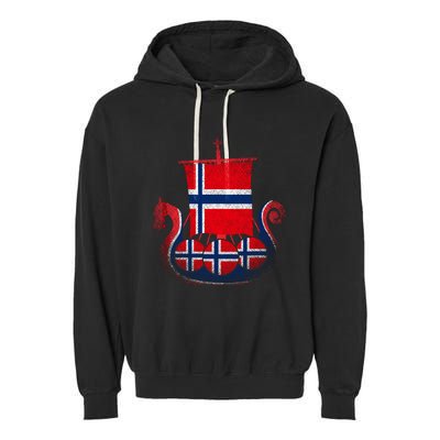 Norwegian Viking Ship Norway Garment-Dyed Fleece Hoodie