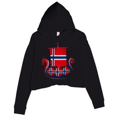 Norwegian Viking Ship Norway Crop Fleece Hoodie