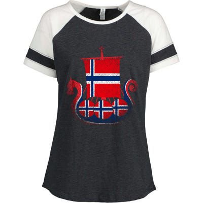 Norwegian Viking Ship Norway Enza Ladies Jersey Colorblock Tee