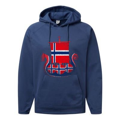 Norwegian Viking Ship Norway Performance Fleece Hoodie