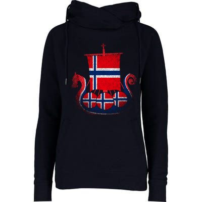 Norwegian Viking Ship Norway Womens Funnel Neck Pullover Hood