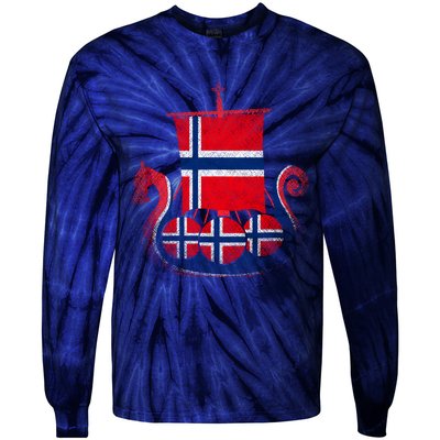 Norwegian Viking Ship Norway Tie-Dye Long Sleeve Shirt