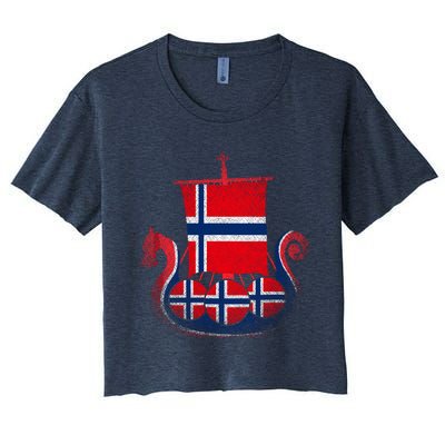 Norwegian Viking Ship Norway Women's Crop Top Tee