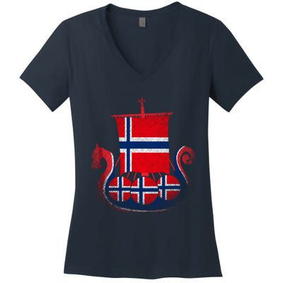 Norwegian Viking Ship Norway Women's V-Neck T-Shirt