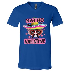 Nacho Valentines Tacky Gift For Valentines Day Angry Cat Gift V-Neck T-Shirt