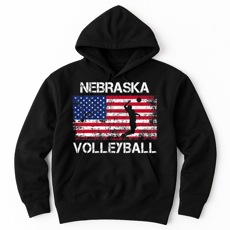 Nebraska Volleyball Team American Flag Gift Hoodie