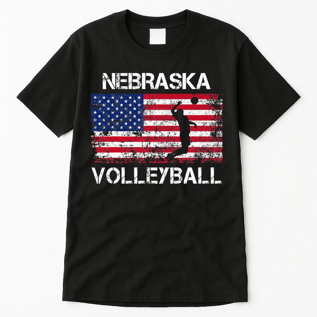 Nebraska Volleyball Team American Flag Gift Tall T-Shirt