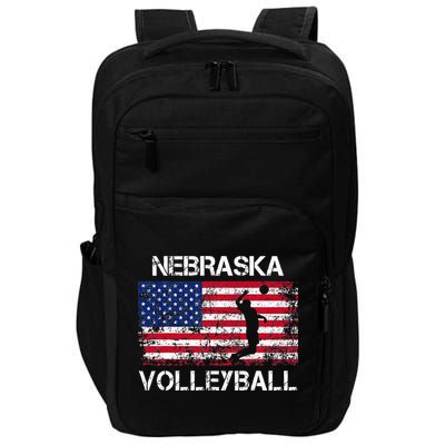 Nebraska Volleyball Team American Flag Gift Impact Tech Backpack