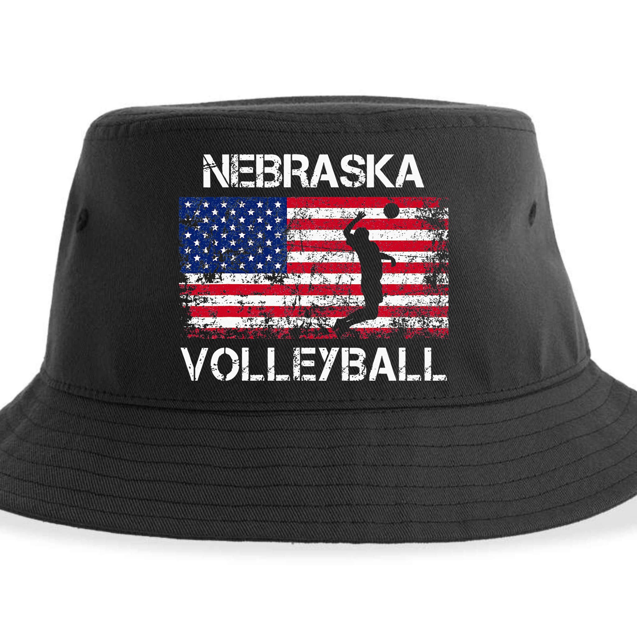 Nebraska Volleyball Team American Flag Gift Sustainable Bucket Hat