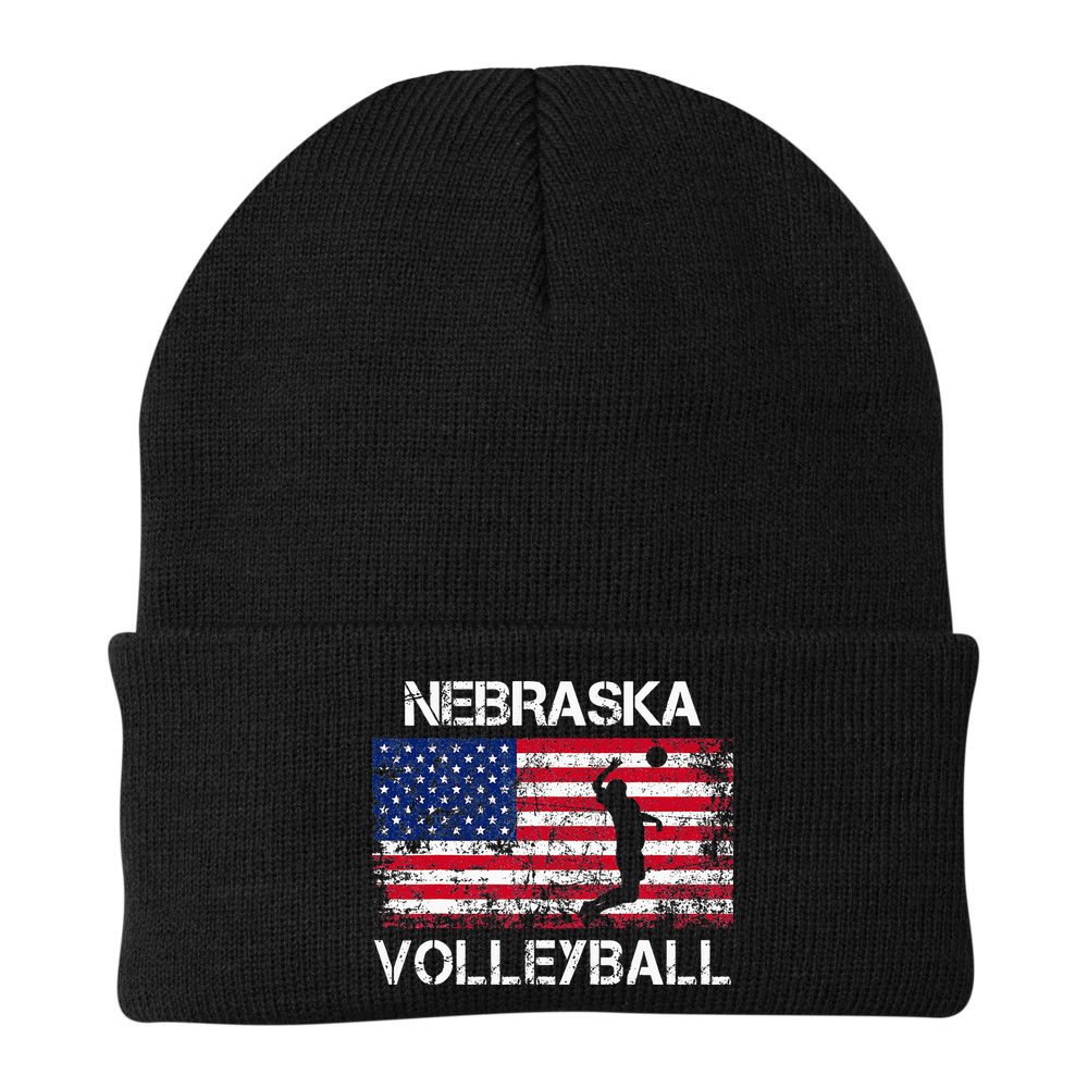 Nebraska Volleyball Team American Flag Gift Beanie