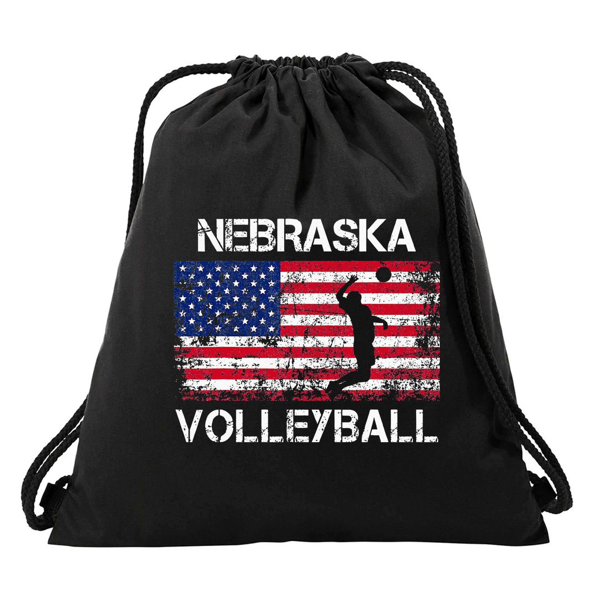 Nebraska Volleyball Team American Flag Gift Drawstring Bag
