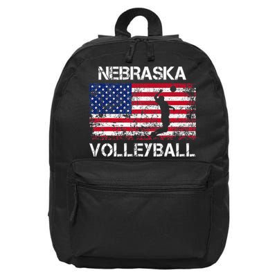 Nebraska Volleyball Team American Flag Gift 16 in Basic Backpack