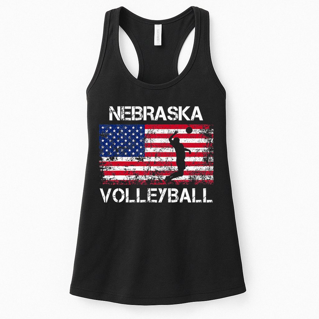 Nebraska Volleyball Team American Flag Gift Womens Tank Top