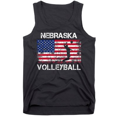Nebraska Volleyball Team American Flag Gift Tank Top