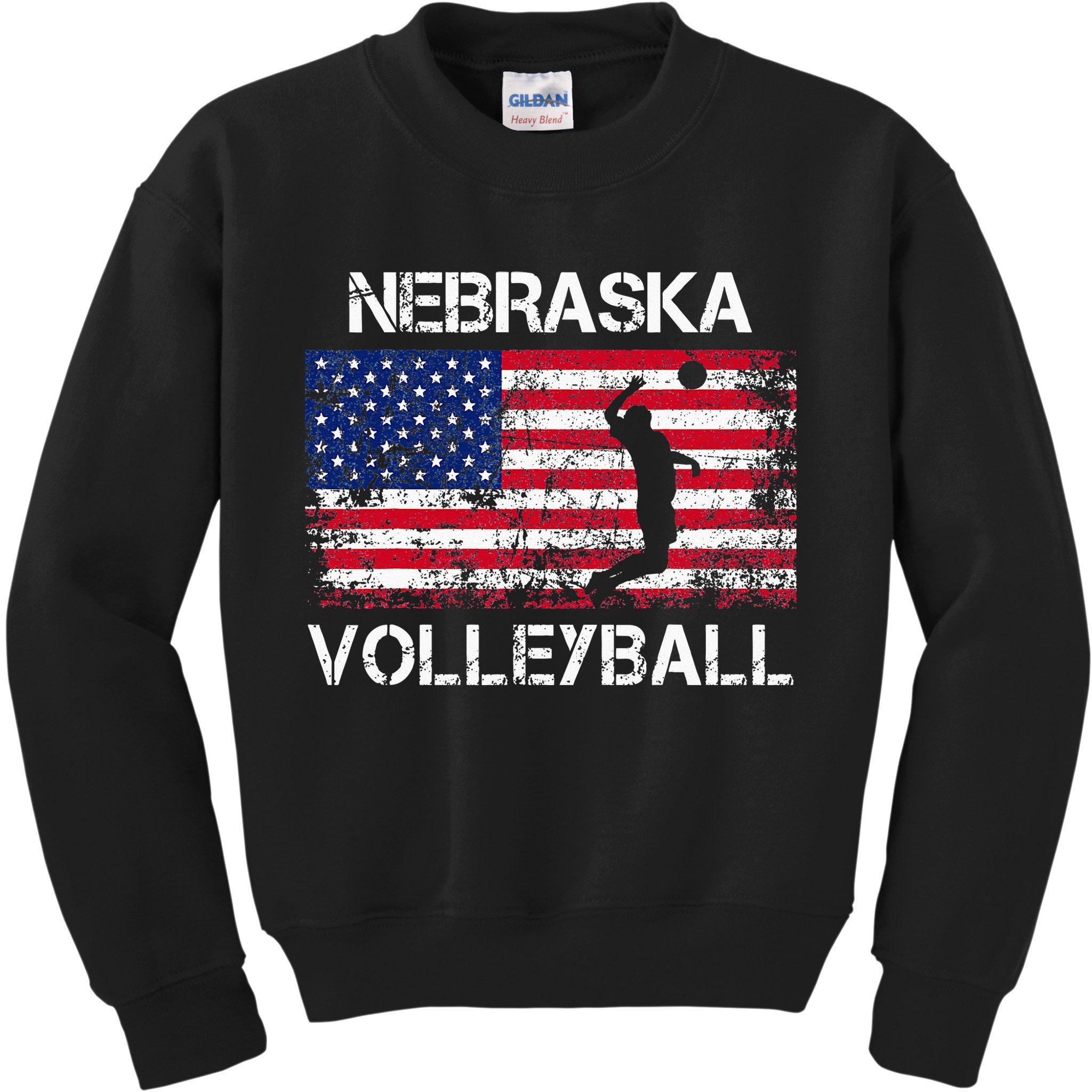 Nebraska Volleyball Team American Flag Gift Kids Sweatshirt