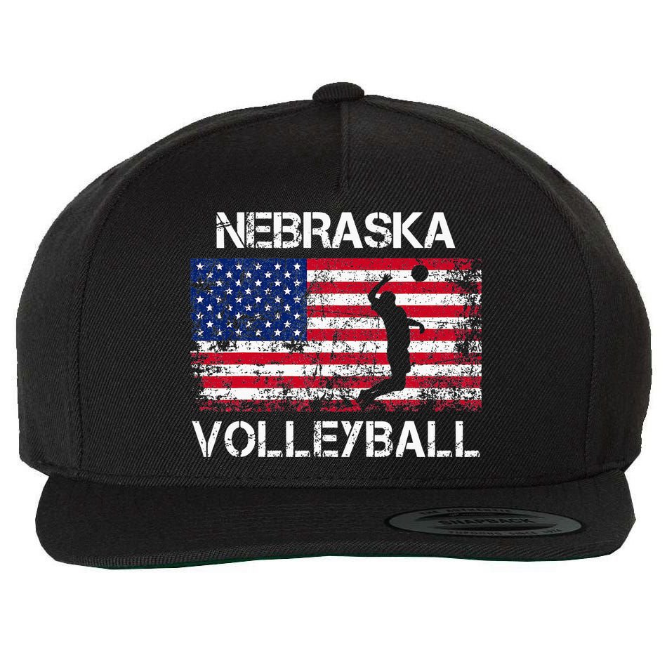 Nebraska Volleyball Team American Flag Gift Wool Snapback Cap
